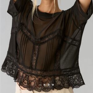 DOLAN Short-Sleeve Sheer Lace Top